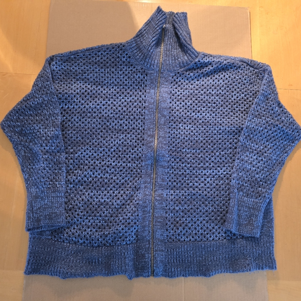 Maurices Women's Blue Knit Zip-Up Sweater